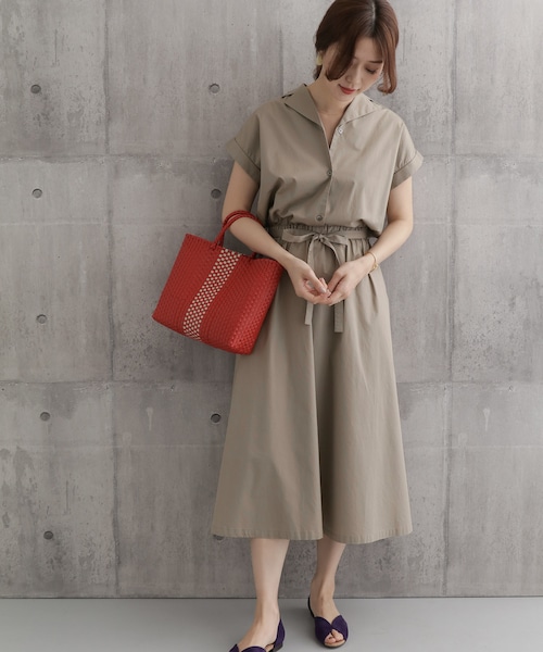 美品　アーバンリサーチドアーズ　オープンカラー　シャツワンピース　F ネイビー 美品 アーバンリサーチドアーズ オープンカラーシャツワンピース