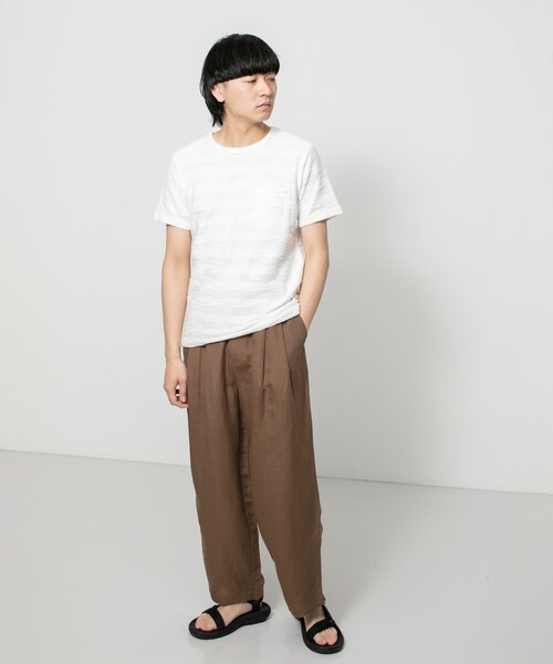SENSE OF PLACE by URBAN RESEARCH(センスオブプレイスバイアーバンリサーチ)の「リネンレーヨンタックワイドパンツ(パンツ・メンズ・BROWN/NAVY/BLACK/KHAKI・M/L)」の6枚目の写真