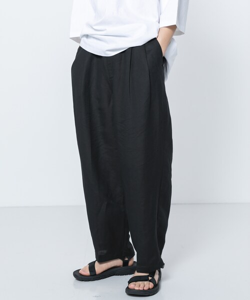 SENSE OF PLACE by URBAN RESEARCH(センスオブプレイスバイアーバンリサーチ)の「リネンレーヨンタックワイドパンツ(パンツ・メンズ・BROWN/NAVY/BLACK/KHAKI・M/L)」の3枚目の写真