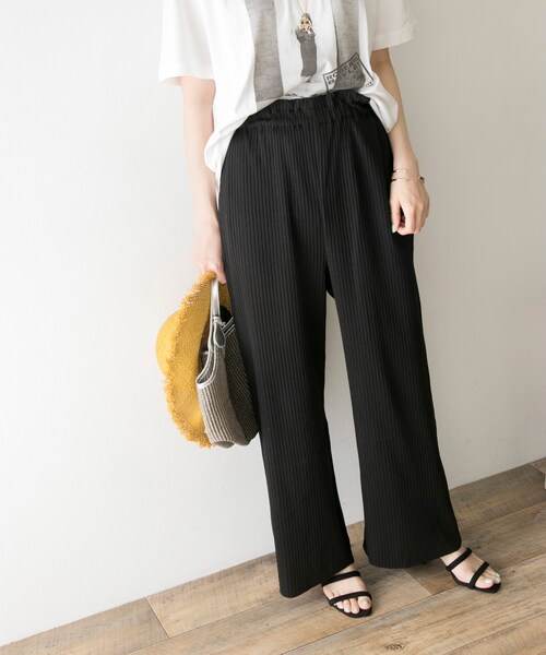 URBAN RESEARCH(アーバンリサーチ)の「リラックスリブパンツ(パンツ・レディース・L.KHAKI/OFF BEIGE/BLACK・FREE)」の3枚目の写真
