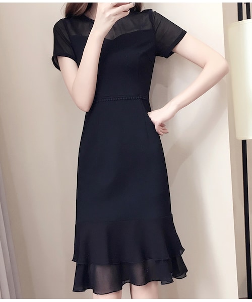 no brand（ノーブランド）の「マーメイドフリル シースルー ワンピース 