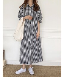 bodurine | チェックロング·ワンピース(ワンピース)