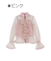 Bobon21 | ラッフルフリルシースルーブラウス-全2色-(シャツ/ブラウス)