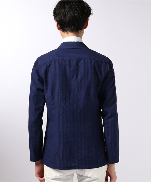 LARDINI ストライプ ラルディーニ　シアサッカー　ジャケット　L LARDINI ラルディーニ ストレッチ シアサッカー ストライプ