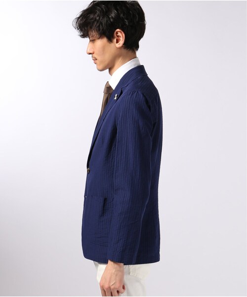 EDIFICE(エディフィス)の「LARDINI / ラルディーニ シアサッカー シャドーストライプ ジャケット(ジャケット/アウター・ネイビー/42/44/46/48)」の4枚目の写真