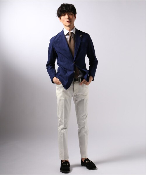 EDIFICE(エディフィス)の「LARDINI / ラルディーニ シアサッカー シャドーストライプ ジャケット(ジャケット/アウター・ネイビー/42/44/46/48)」の2枚目の写真