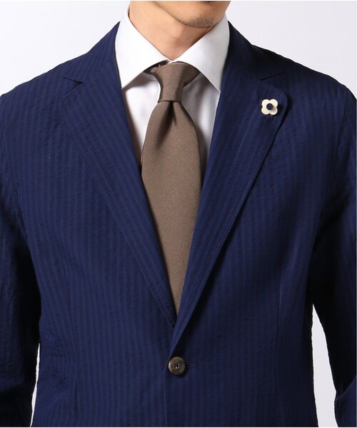 LARDINI ストライプ ラルディーニ　シアサッカー　ジャケット　L LARDINI ラルディーニ ストレッチ シアサッカー ストライプ