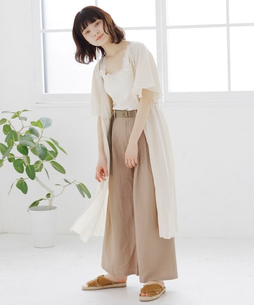 Crisp（クリスプ）の「ワッフルレースキャミ（キャミソール・レディース・アイボリー/ダークブラウン/ブラウン・FREE）」の4枚目の写真