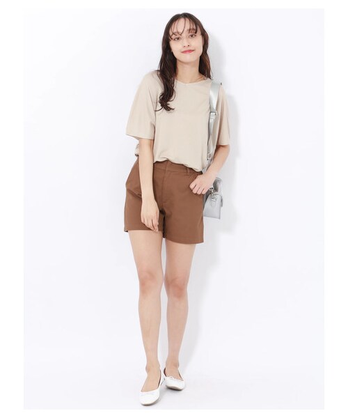 E hyphen world gallery（イーハイフンワールドギャラリー）の「ツイルショートパンツ（パンツ・オフホワイト/ブラック/ベージュ/キャメル/ネイビー・S/M）」の4枚目の写真