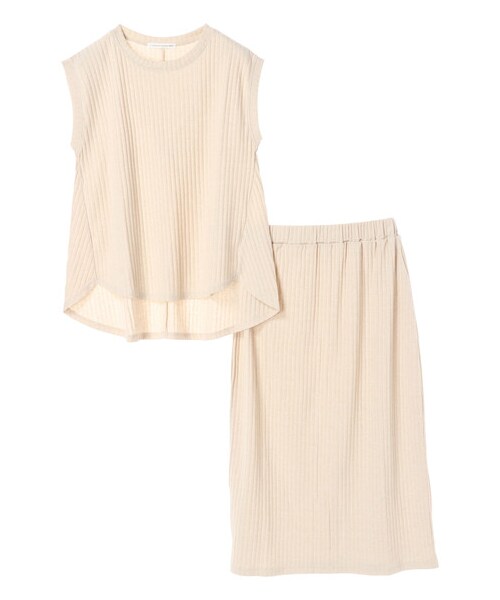 E hyphen world gallery（イーハイフンワールドギャラリー）の「ワイドリブセットアップ（ワンピース/ドレス・チャコールグレー/ベージュ/カーキ・F）」の15枚目の写真