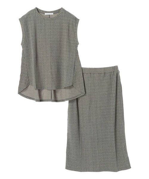E hyphen world gallery（イーハイフンワールドギャラリー）の「ワイドリブセットアップ（ワンピース/ドレス・チャコールグレー/ベージュ/カーキ・F）」の16枚目の写真