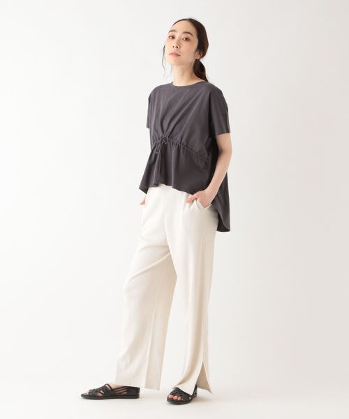 studio CLIP（スタディオクリップ）の「リブストレートカットパンツ[WEB先行予約]（パンツ・オフホワイト/スモーク/ブラウン）」の8枚目の写真