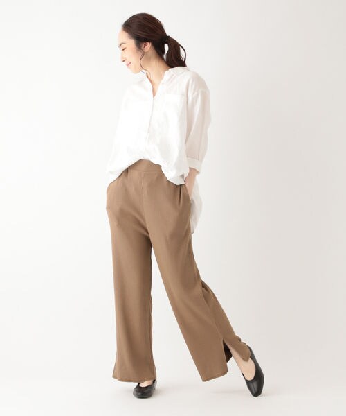 studio CLIP（スタディオクリップ）の「リブストレートカットパンツ[WEB先行予約]（パンツ・オフホワイト/スモーク/ブラウン）」の7枚目の写真