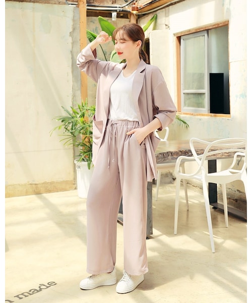 HOTPING（ホッピン）の「シックワイドパンツ（その他パンツ・レディース・Black/Pink・フリーサイズ/L-2XL）」の2枚目の写真