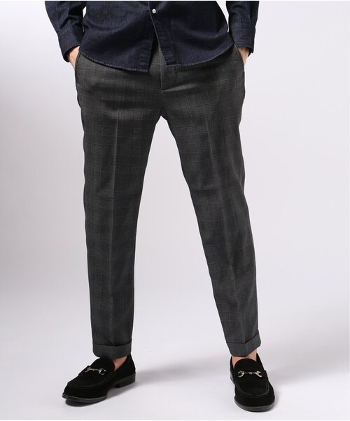 EDIFICE(エディフィス)の「EVALET グレンチェック アンクル パンツ(パンツ・グレー/S/M/L/XL)」の1枚目の写真