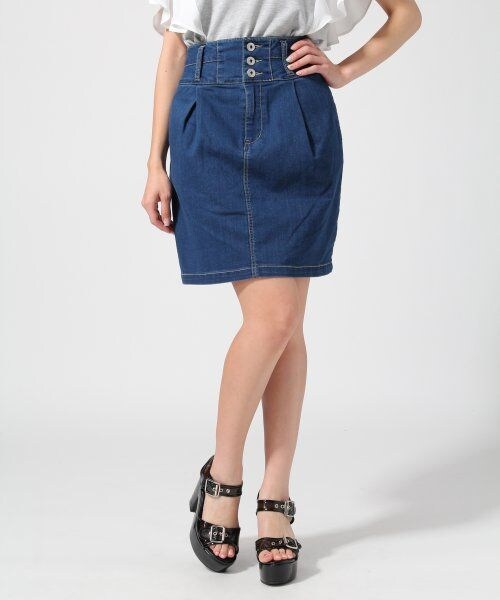 Heather（ヘザー）の「ハイウエストコクーンスカート（スカート・レディース・ホワイト/ケミカル/ブルー・Ｓ/Ｍ）」の3枚目の写真