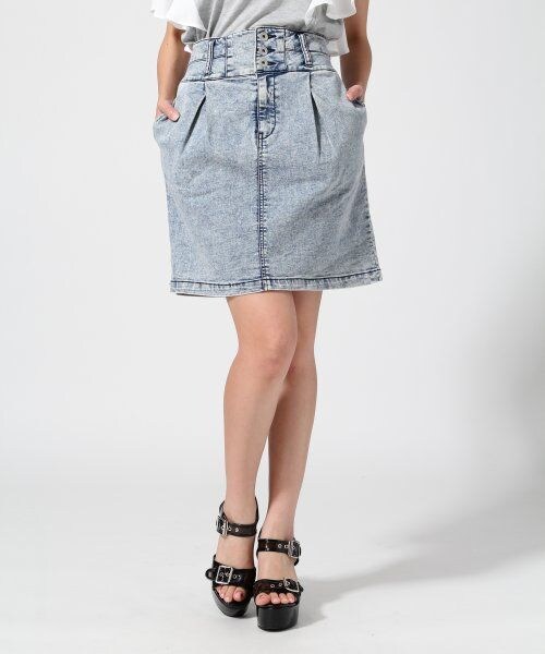 Heather（ヘザー）の「ハイウエストコクーンスカート（スカート・レディース・ホワイト/ケミカル/ブルー・Ｓ/Ｍ）」の2枚目の写真