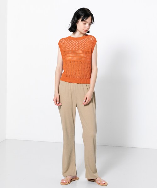 SENSE OF PLACE by URBAN RESEARCH（センスオブプレイスバイアーバンリサーチ）の「カットリブパンツ（パンツ・レディース・BEIGE/BROWN/MOCHA・FREE）」の5枚目の写真