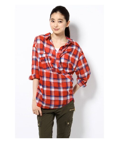 L’Appartement（アパルトモン）の「SMYTHE チェックカシュクールシャツ（シャツ・レディース・レッド・36）」の3枚目の写真