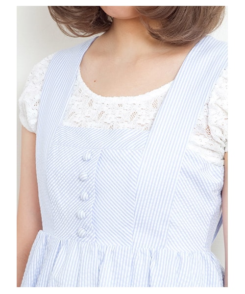 E hyphen world gallery Bon Bon（イーハイフンワールドギャラリーボンボン）の「Candy Stripe One Piece（ワンピース・レディース・ミント/サックスブルー/ラベンダー・F）」の7枚目の写真