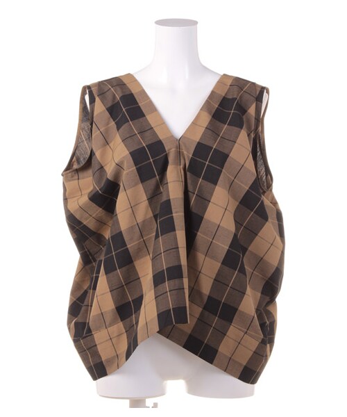 FURFUR（ファーファー）の「MADRAS CHECK BLOUSE（ブラウス・レディース・IVRxNVY/BRWxBLK・F）」の2枚目の写真