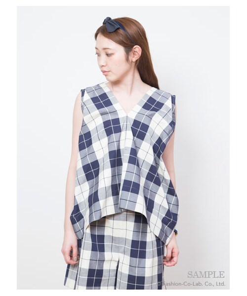 FURFUR（ファーファー）の「MADRAS CHECK BLOUSE（ブラウス・レディース・IVRxNVY/BRWxBLK・F）」の7枚目の写真