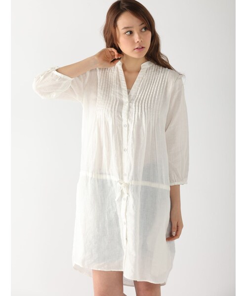 Rinajour（リナジュール）の「RINAフランダースリネンピンタック（ワンピース/ドレス・レディース・OTHER/WHITE/BLUE・F）」の2枚目の写真