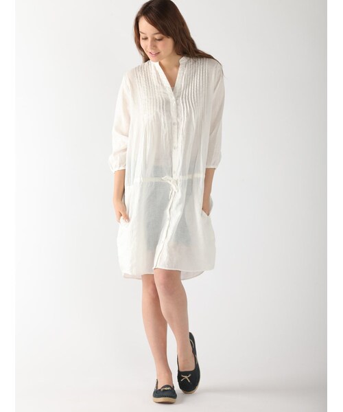 Rinajour（リナジュール）の「RINAフランダースリネンピンタック（ワンピース/ドレス・レディース・OTHER/WHITE/BLUE・F）」の3枚目の写真