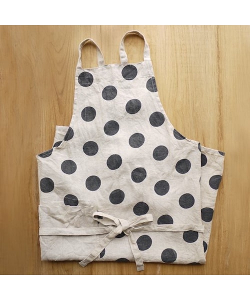 Madu（マディ）の「wash out ドットリネンエプロン ネイビー（）」 - WEAR