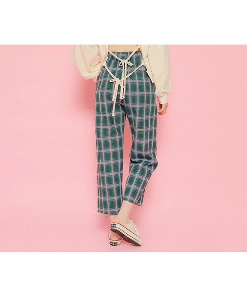 HOTPING（ホッピン）の「ウエストゴムチェックワイドパンツ（その他パンツ・レディース・Yellow/White/Black/Green・フリーサイズ）」の4枚目の写真