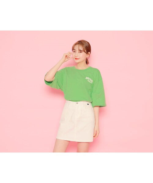 HOTPING(ホッピン)の「RECORDレタリングTシャツ(Tシャツ/カットソー・レディース・White/Purple/Green/Blue/Orange・フリーサイズ)」の2枚目の写真