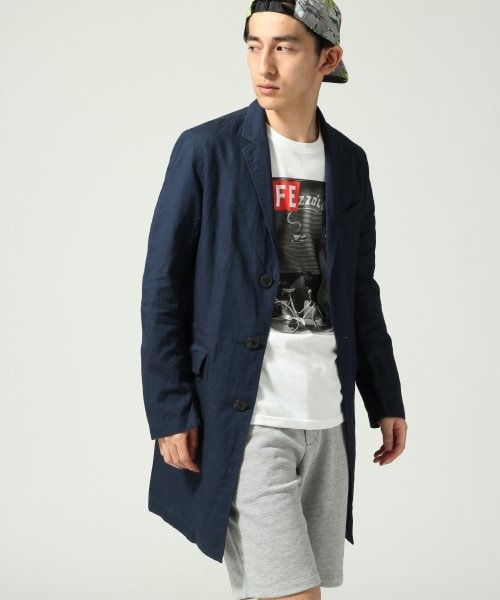 RAGEBLUE(レイジブルー)の「リネンチェスターコート(ジャケット/アウター・メンズ・ベージュ/ネイビー・M/L)」の2枚目の写真