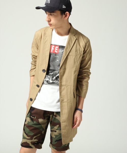 RAGEBLUE(レイジブルー)の「リネンチェスターコート(ジャケット/アウター・メンズ・ベージュ/ネイビー・M/L)」の1枚目の写真