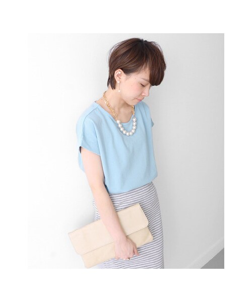 URBAN RESEARCH DOORS(アーバンリサーチドアーズ)の「裏毛半袖プルオーバー(トップス・レディース・ブルー/オフ/杢グレー・one)」の7枚目の写真