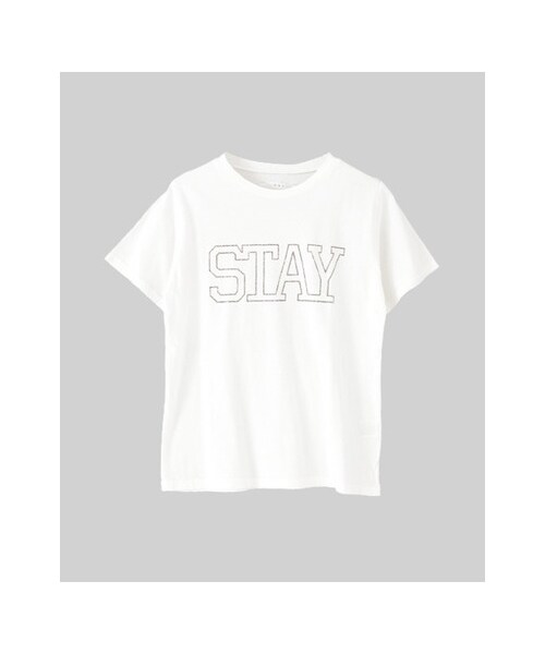 KBF（ケイビーエフ）の「STAY Tシャツ（トップス・レディース・ネイビー/杢グレー/オフ・one）」の2枚目の写真