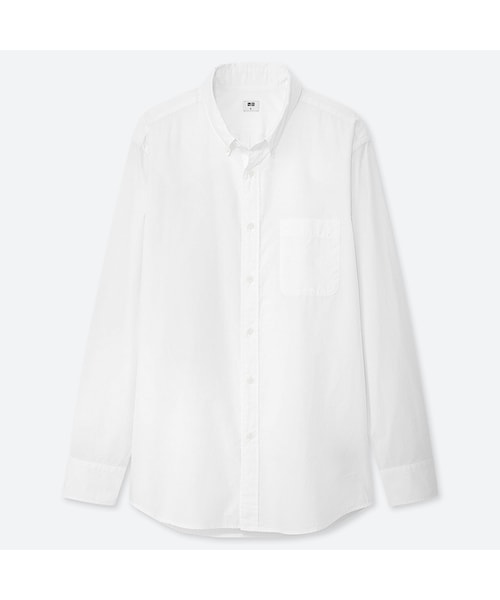 UNIQLO（ユニクロ）の「エクストラファインコットンブロードシャツ（ボタンダウン・長袖）（シャツ/ブラウス・メンズ・BLUE 64/NAVY 69/WHITE 00・XS/XXL/3XL/L/M/4XL/XL/S）」の2枚目の写真