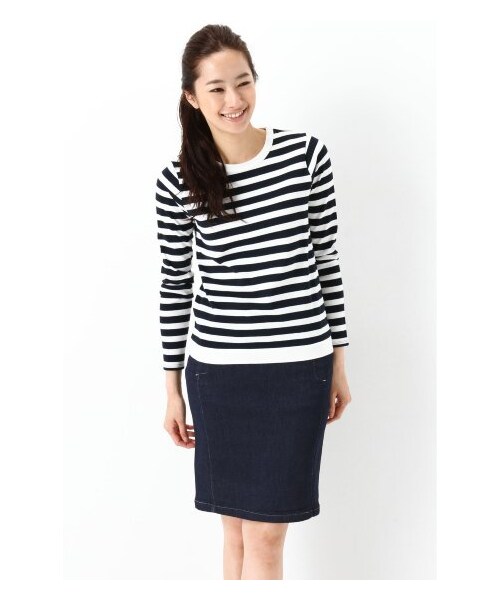 IENA（イエナ）の「ツイカチョウメンボーダー柄プルオーバー（カットソー・Ｔシャツ・レディース・ブラック/ネイビー/ブルー・フリー）」の21枚目の写真