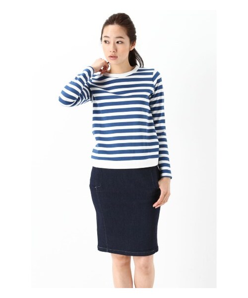 IENA（イエナ）の「ツイカチョウメンボーダー柄プルオーバー（カットソー・Ｔシャツ・レディース・ブラック/ネイビー/ブルー・フリー）」の3枚目の写真