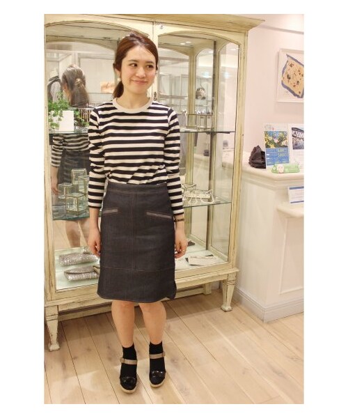 IENA（イエナ）の「ツイカチョウメンボーダー柄プルオーバー（カットソー・Ｔシャツ・レディース・ブラック/ネイビー/ブルー・フリー）」の12枚目の写真