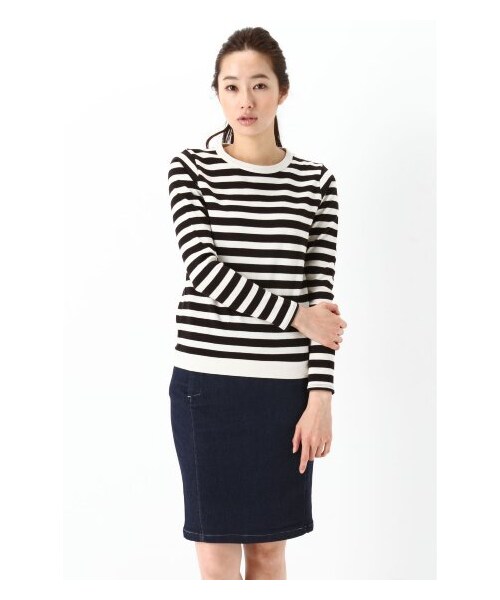 IENA（イエナ）の「ツイカチョウメンボーダー柄プルオーバー（カットソー・Ｔシャツ・レディース・ブラック/ネイビー/ブルー・フリー）」の11枚目の写真