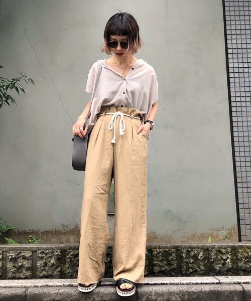 PAGEBOY（ページボーイ）の「【WEB先行予約】アサコンロープベルトパンツ２（パンツ・レディース・ホワイト/ブラック/ベージュ・F）」の6枚目の写真