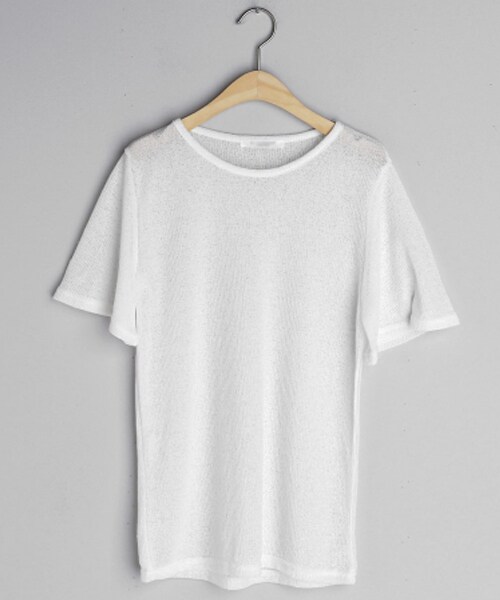 DHOLIC（ディーホリック）の「リネン混フレアショートスリーブTシャツ（Tシャツ/カットソー・レディース・グレー/ブラック/ベージュ/ホワイト/ピンク・FREE）」の2枚目の写真