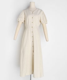 DHOLIC | ボタンVネック半袖フレアワンピース(ワンピース)