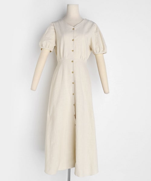 DHOLIC（ディーホリック）の「ボタンVネック半袖フレアワンピース（ワンピース・レディース・ホワイト/パープル/ベージュ・FREE）」の2枚目の写真