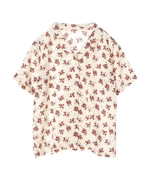 Green　Parks（グリーンパークス）の「花柄開襟シャツ（トップス・オフホワイト/ベージュ/ネイビー・F）」の6枚目の写真