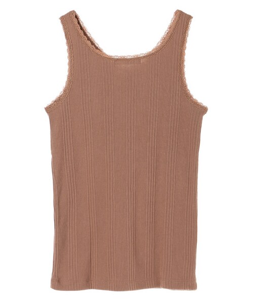 Green　Parks（グリーンパークス）の「抗菌防臭 ランダムテレコタンク（トップス・オフホワイト/ブラック/ブラウン/カーキ・F）」の2枚目の写真