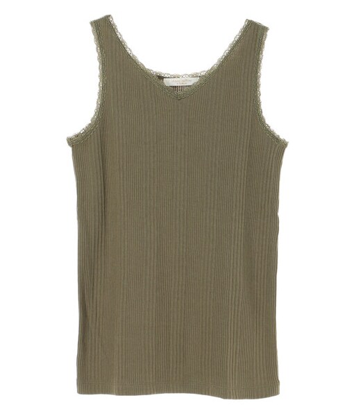 Green　Parks（グリーンパークス）の「抗菌防臭 ランダムテレコタンク（トップス・オフホワイト/ブラック/ブラウン/カーキ・F）」の9枚目の写真