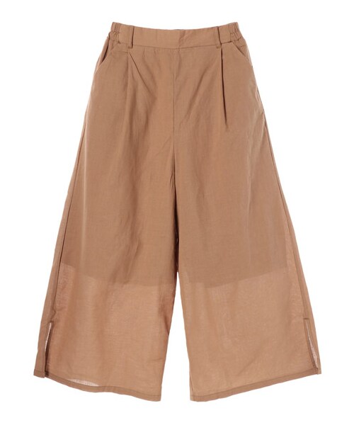 Green　Parks（グリーンパークス）の「麻混ワイドパンツ（パンツ・オフホワイト/ブラック/ブラウン/ギンガムチェック・F）」の9枚目の写真