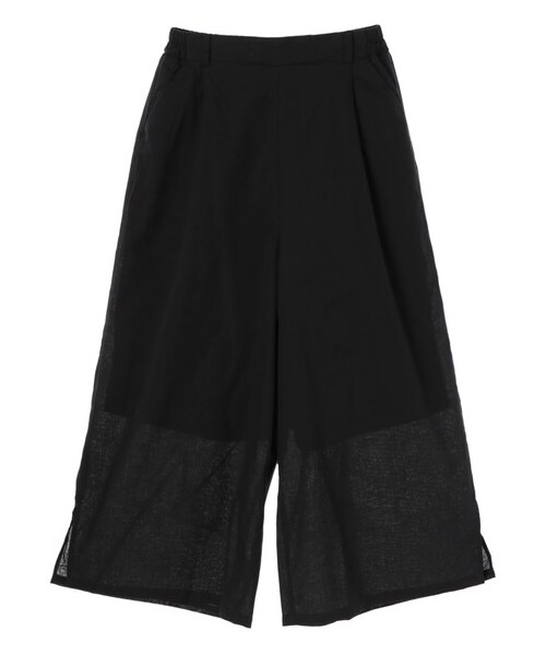 Green　Parks（グリーンパークス）の「麻混ワイドパンツ（パンツ・オフホワイト/ブラック/ブラウン/ギンガムチェック・F）」の8枚目の写真