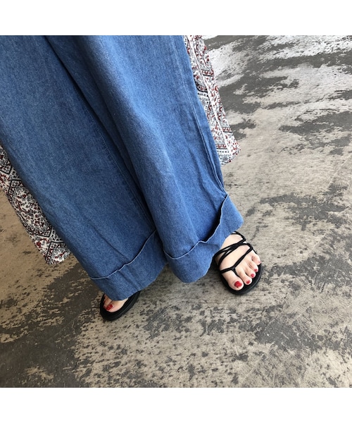 copine（コピン）の「ウエストリボン裾ロールアップワイドデニム(2color)【クリックポスト対象商品】（デニムパンツ・レディース・その他）」の12枚目の写真